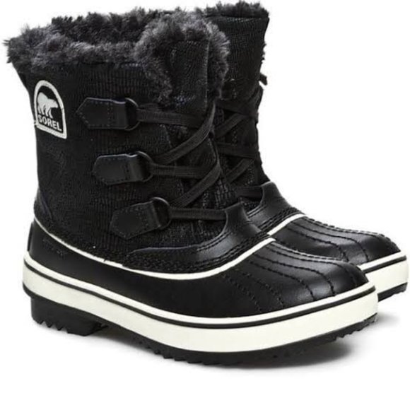 Sorel Tivoli Black White Winter Ankle Boots Fur 5 - Picture 1 of 7